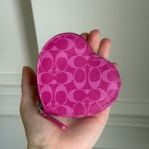 Coach Signature C Pink Heart-Shaped Coin Purse
